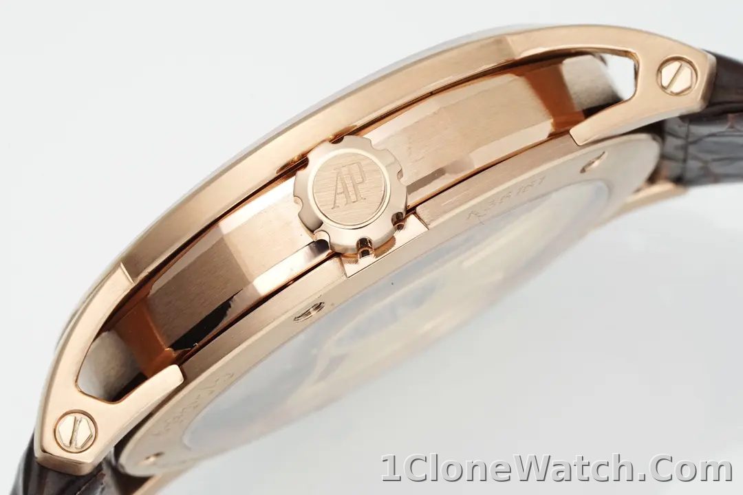 watch Audemars Piguet CODE 11.59 Blue Dial Three-Hand Automatic Watch   41mm Rose Gold Case with Brown Leather Strap - detail