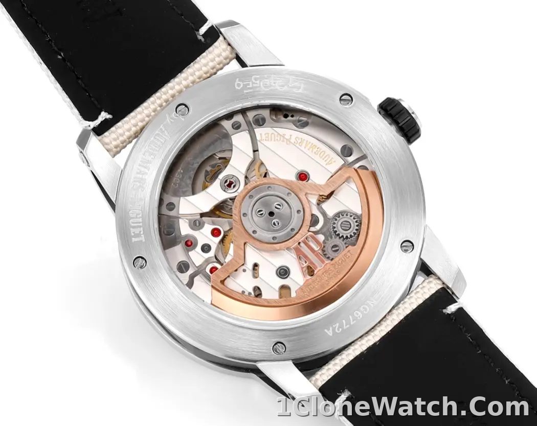 watch Audemars Piguet CODE 11.59 Stainless Steel Watch with Smoked Dial and Beige Fabric Strap, 41mm - detail
