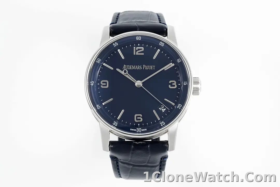 watch Audemars Piguet CODE 11.59 Blue Dial Three-Hand Automatic Watch with Leather Strap
