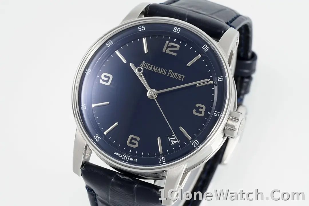 watch Audemars Piguet CODE 11.59 Blue Dial Three-Hand Automatic Watch with Leather Strap - detail