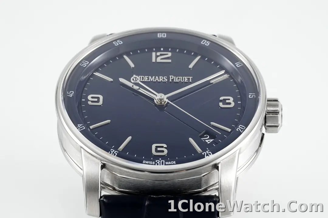 watch Audemars Piguet CODE 11.59 Blue Dial Three-Hand Automatic Watch with Leather Strap - detail