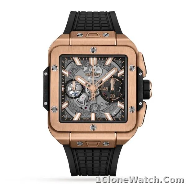 Hublot Square Bang Men Automatic Skeleton Rubber Watch 821.OX.0180.RX