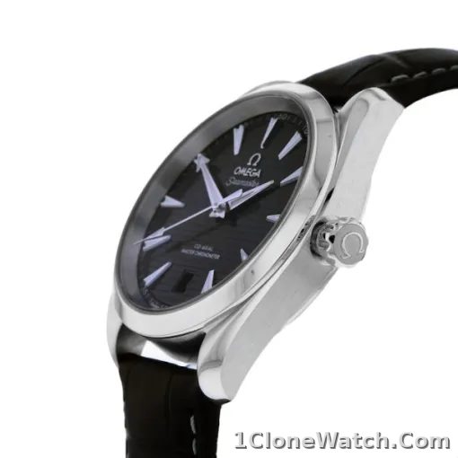 Omega Seamaster Aqua Terra Men Automatic Black Leather Watch O22013382001001 - detail