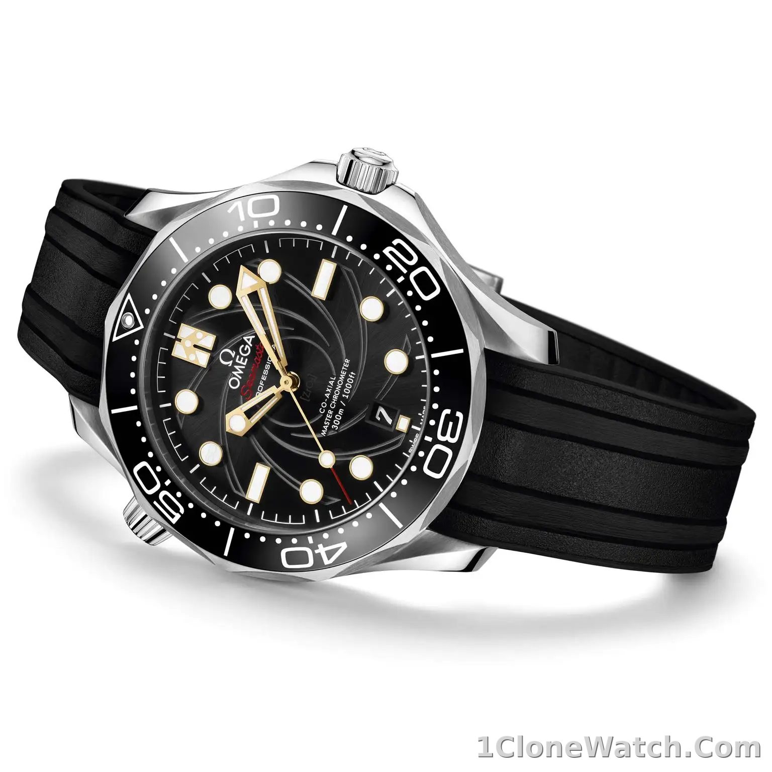 Omega Seamaster Men Automatic Black Rubber Watch COMPLETE BOND BOX SET - detail