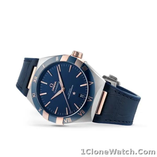 Omega Constellation Men Automatic Blue Leather Watch O13123412103001 - detail