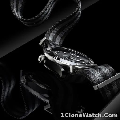 Omega Seamaster Men Automatic Black Fabric 007 Watch O21092442001002 - detail