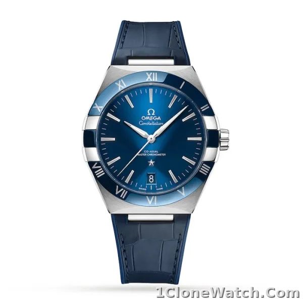 Omega Constellation Men Automatic Blue Leather Watch O13133412103001