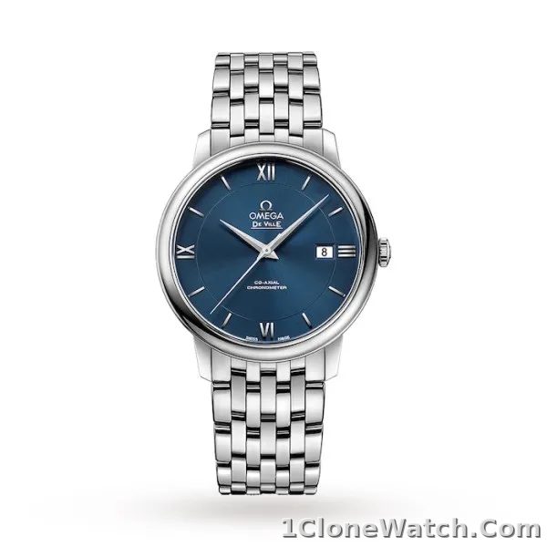 Omega De Ville Men Automatic Blue Stainless Steel Watch O42410402003001