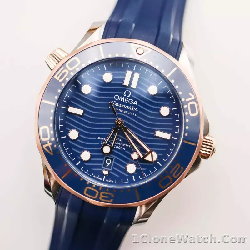 Omega Seamaster Men Automatic Blue Rubber Watch O21022422003002 - detail
