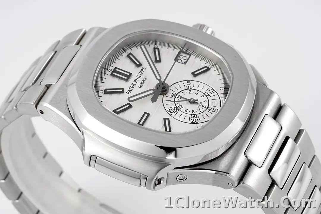 Patek Philippe Silver Nautilus Chronograph Watch - detail