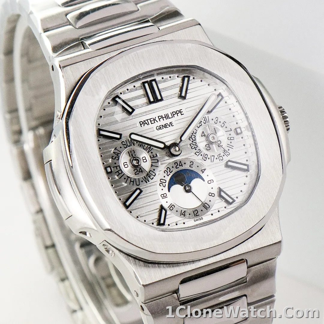 Patek Philippe Silver Nautilus Watch - detail