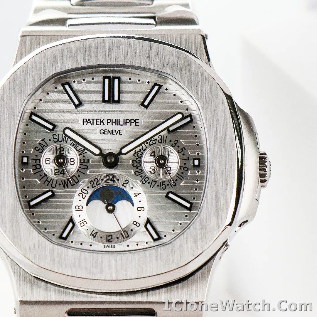 Patek Philippe Silver Nautilus Watch - detail