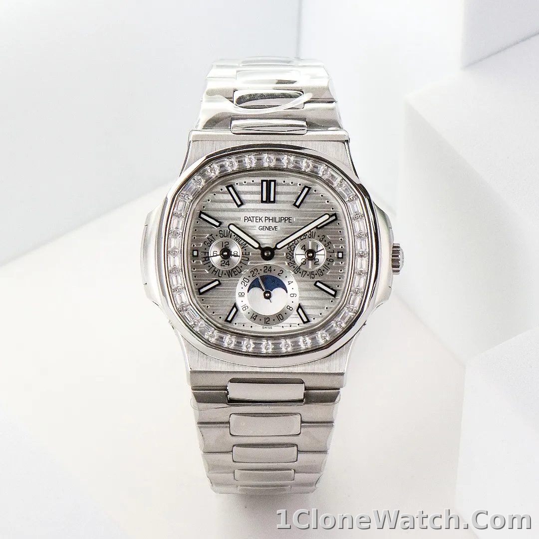 Patek Philippe Silver Nautilus Watch - detail