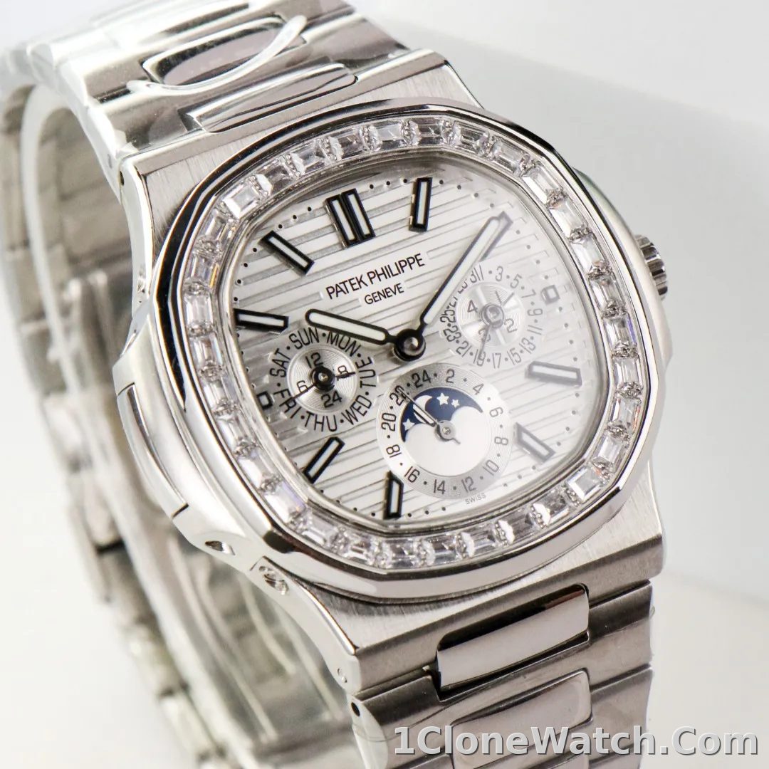 Patek Philippe Silver Nautilus Watch - detail