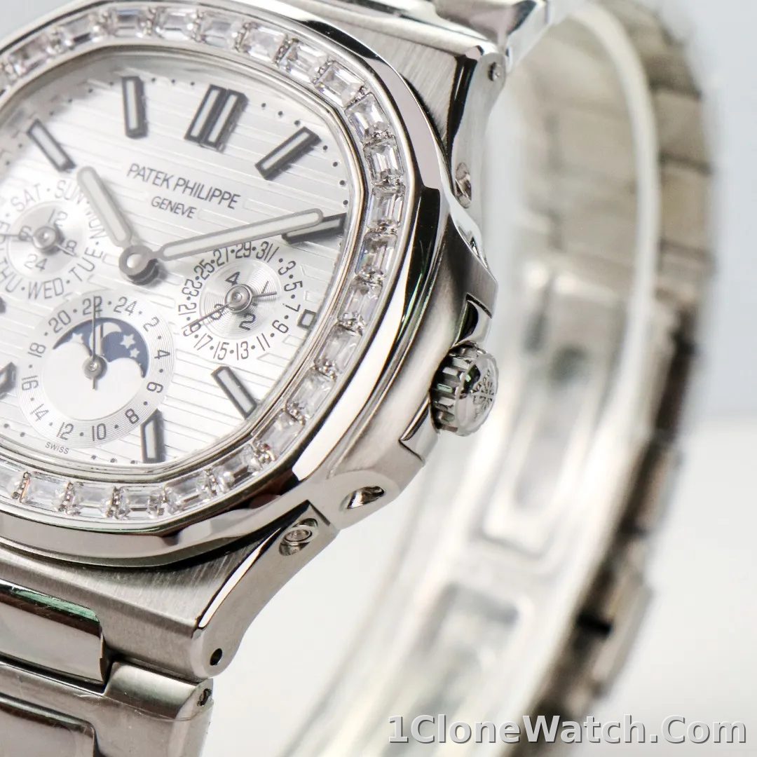 Patek Philippe Silver Nautilus Watch - detail