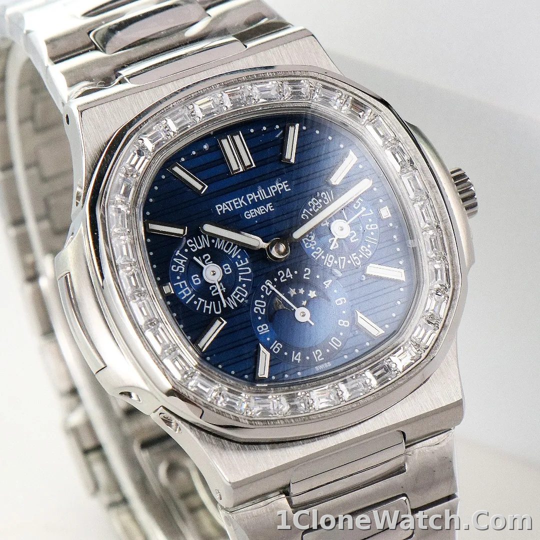 Patek Philippe Blue Nautilus Perpetual Watch - detail