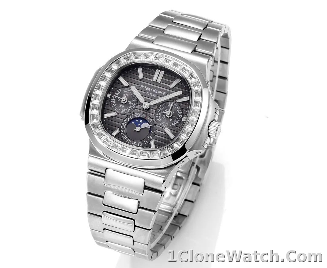 Patek Philippe Nautilus Grey Complication Watch - detail