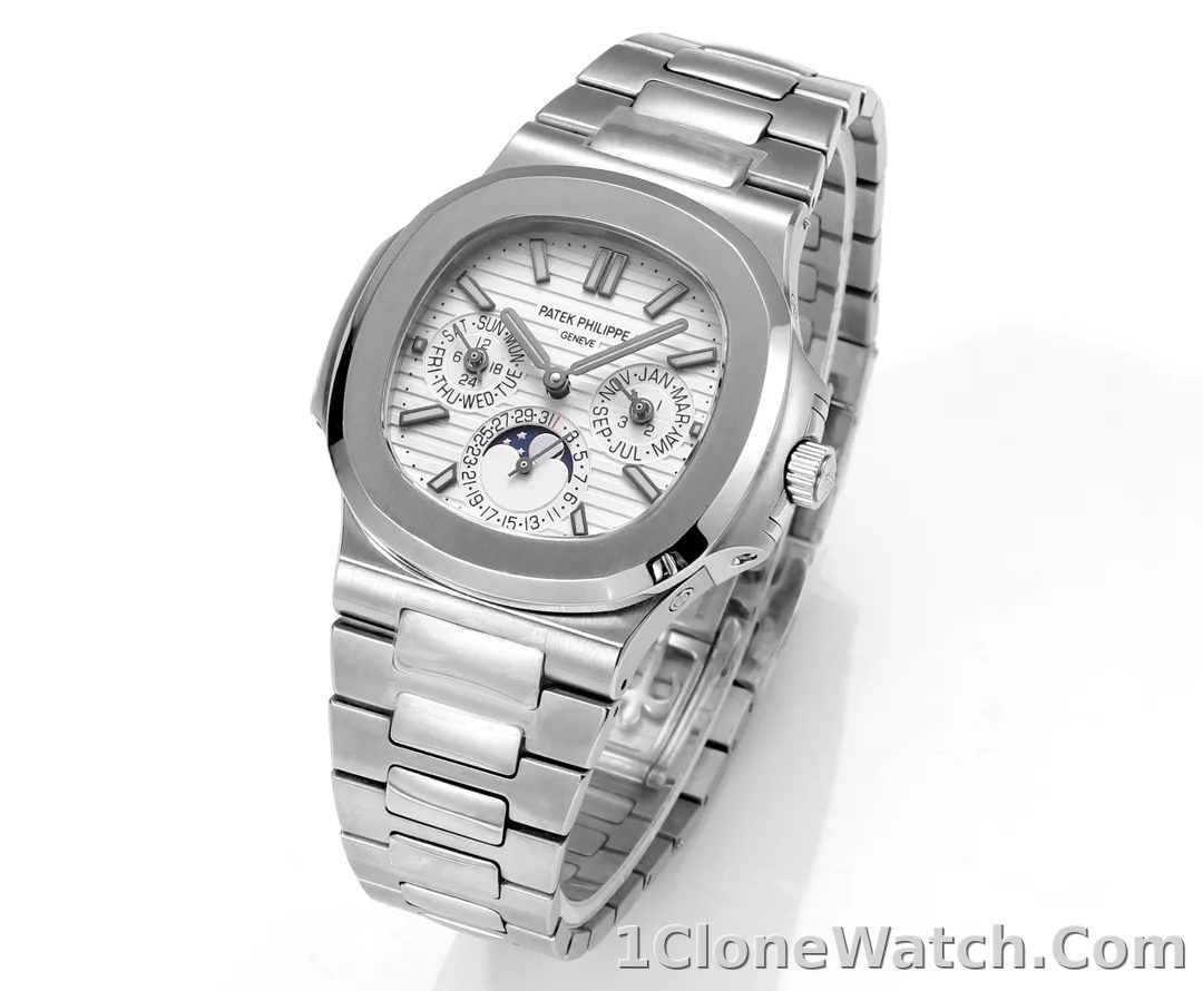 Patek Philippe Silver Nautilus Watch - detail