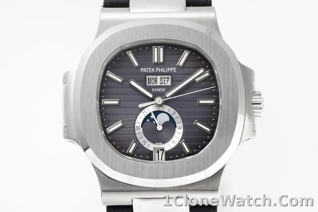Patek Philippe Nautilus Blue Rubber Strap Watch - detail
