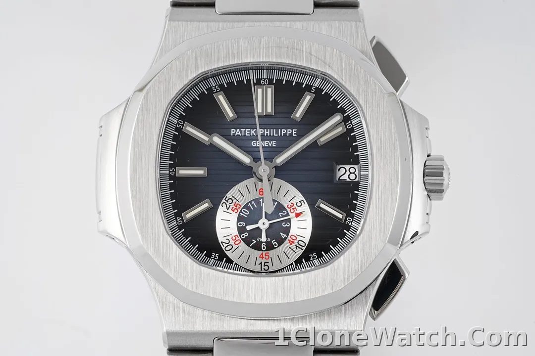 Patek Philippe 5980 Silver Chronograph Watch - detail
