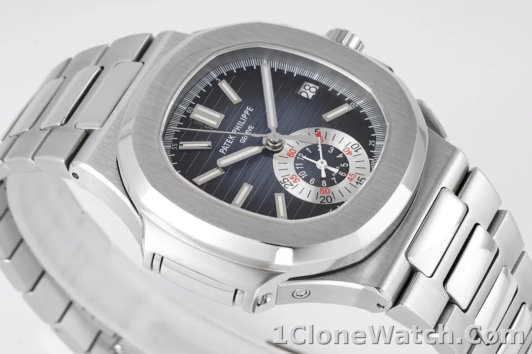 Patek Philippe 5980 Silver Chronograph Watch - detail