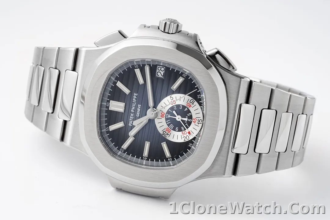 Patek Philippe 5980 Silver Chronograph Watch - detail