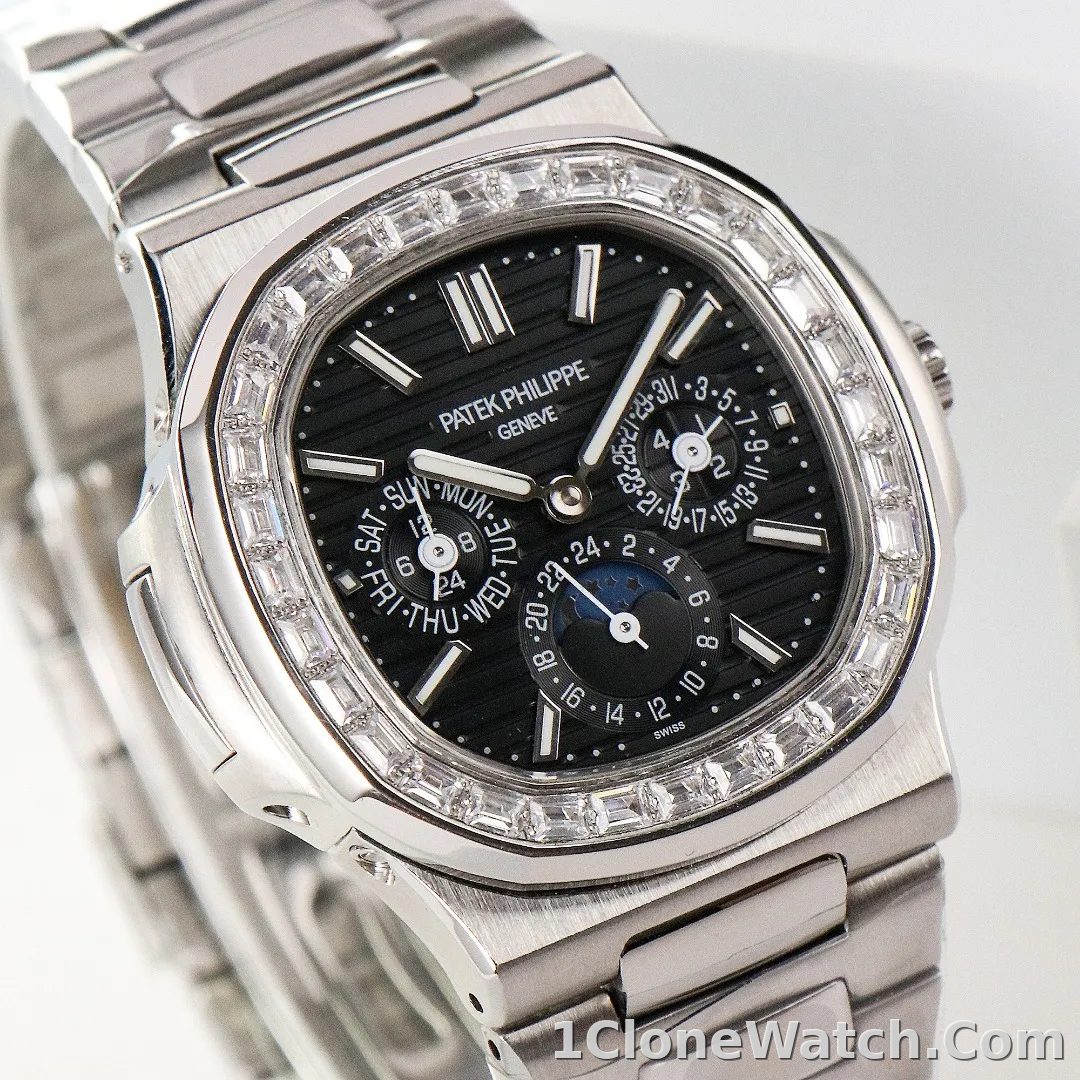 Patek Philippe Nautilus Black Perpetual Calendar - detail