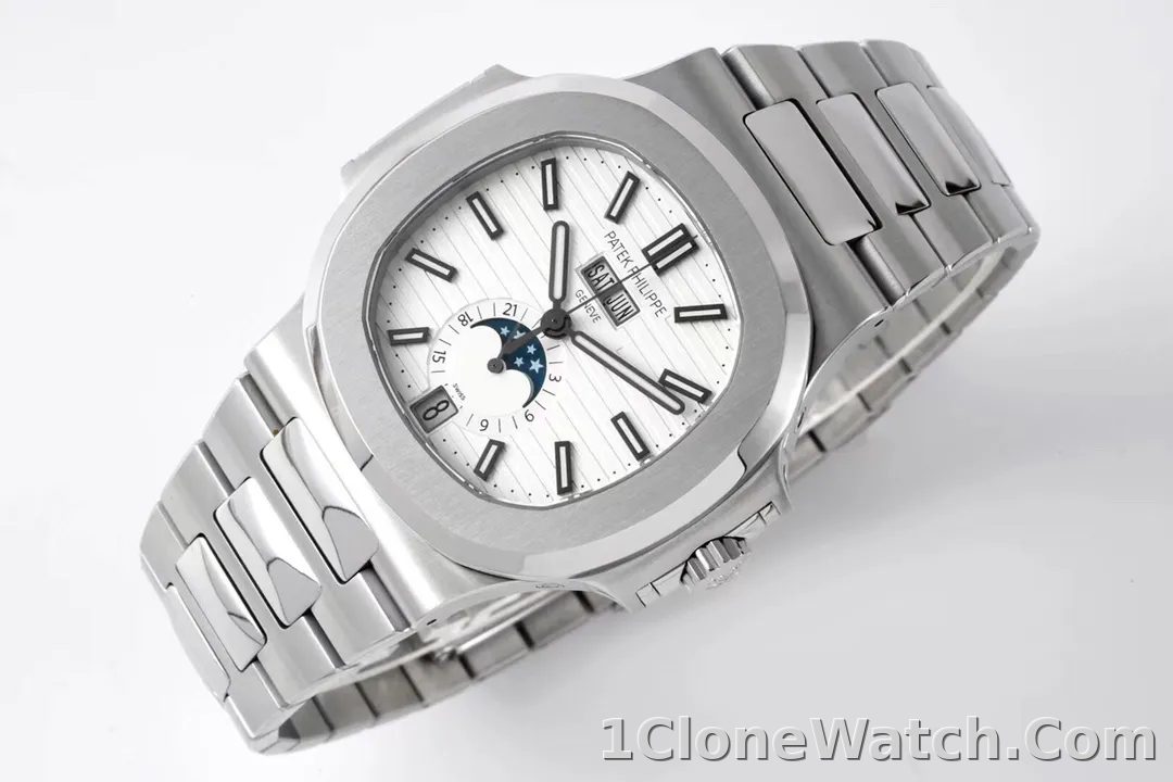 Patek Philippe Nautilus Silver Annual Calendar - detail