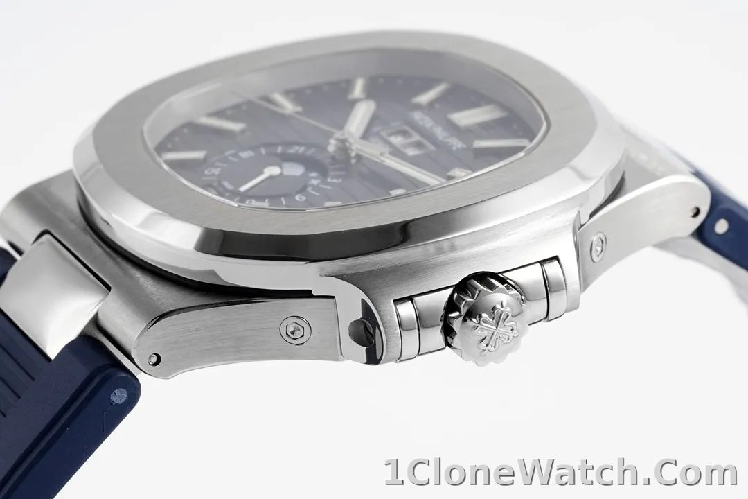 Patek Philippe Blue Nautilus Rubber Strap Watch - detail