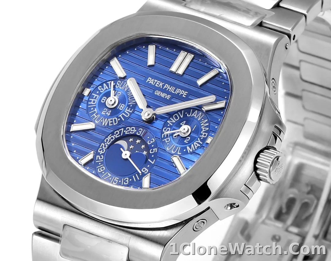Patek Philippe Blue Nautilus Perpetual Calendar - detail