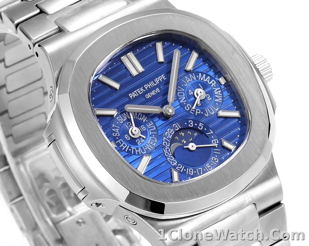 Patek Philippe Blue Nautilus Perpetual Calendar - detail