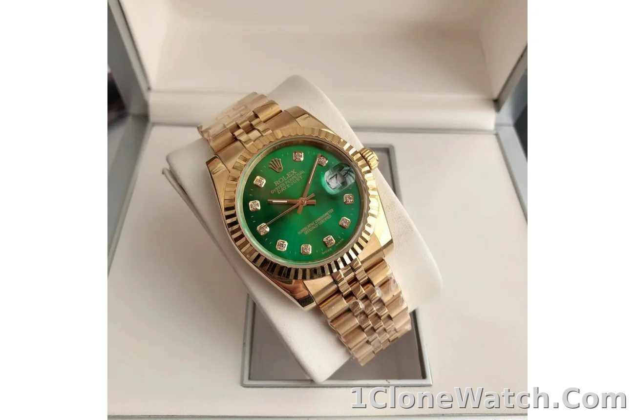 Couple Watches Rolex Datejust 36/28mm RG/RG Jub Green/Dial - detail