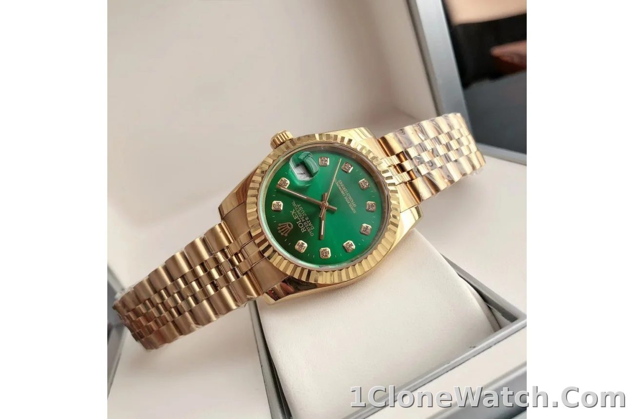Couple Watches Rolex Datejust 36/28mm RG/RG Jub Green/Dial - detail