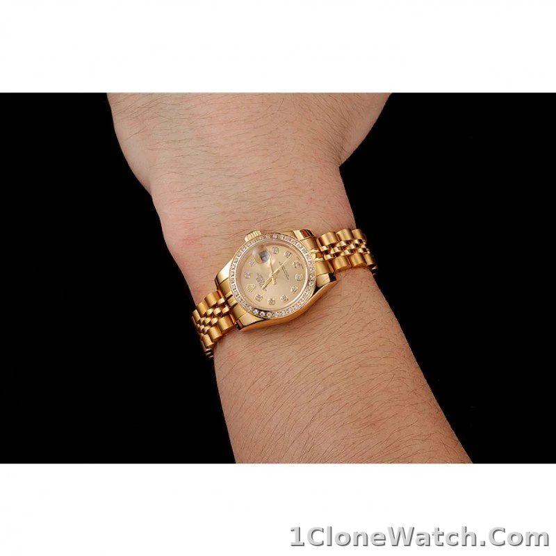 Superclone Rolex Datejust 28mm Gold Dial 1454096 - detail