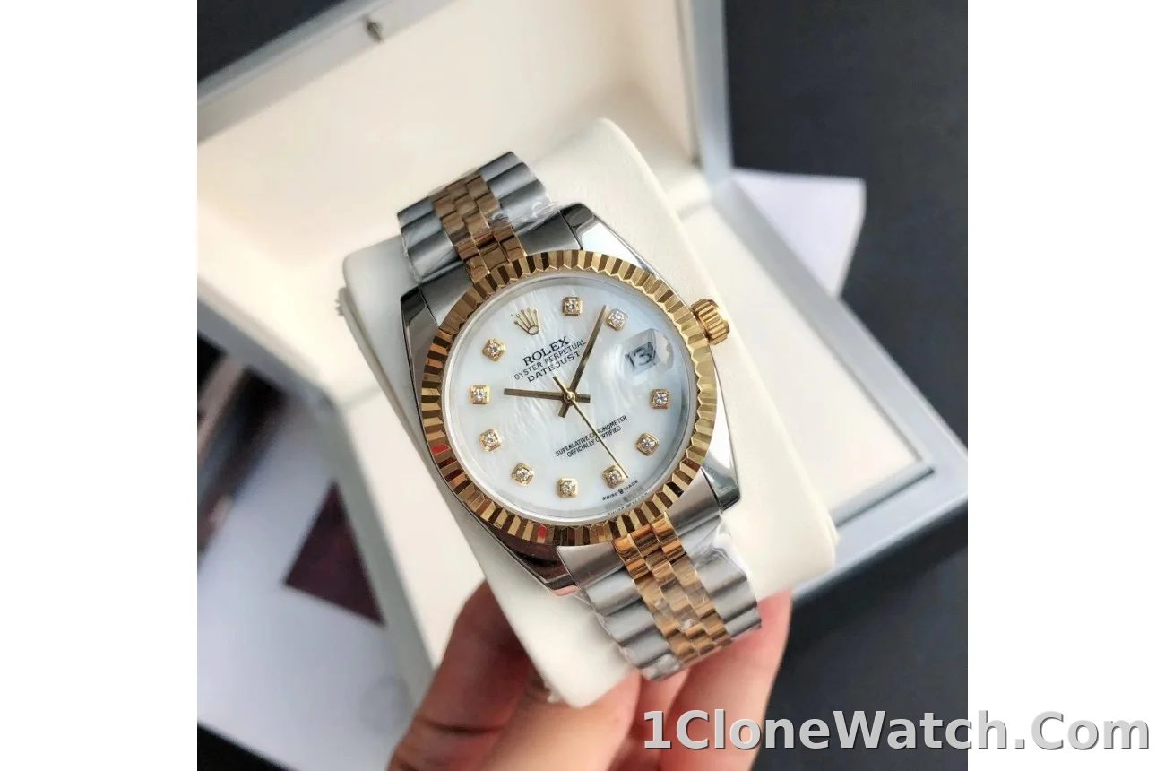 Couple Watches Rolex Datejust 36/28mm RG/SS Jub White/Dial - detail