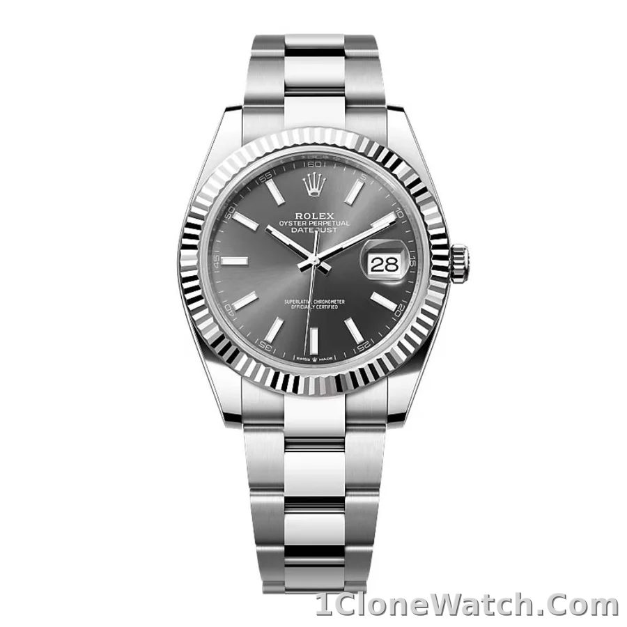 ROLEX DATEJUST GRAY DIAL STAINLESS STEEL 41MM SWISS REPLICA m126334.0024