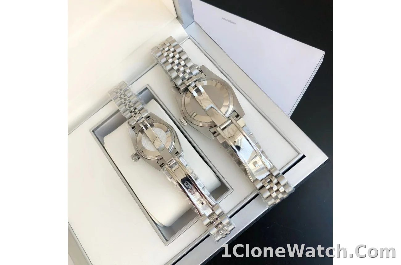Couple Watches Rolex Datejust 36/28mm SS/SS Jub Black/Dial - detail