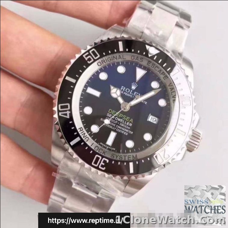 ROLEX DEEPSEA BLACK DIAL STAINLESS STEEL 44MM SWISS REPLICA 116660.4 - detail