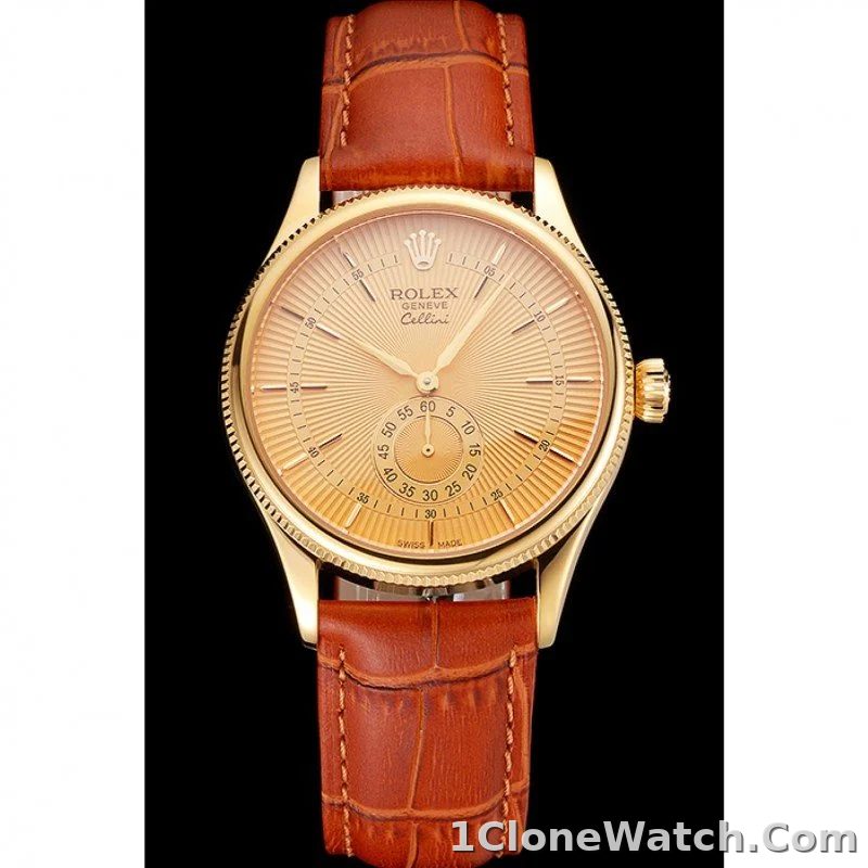 Superclone Rolex Cellini 38mm Gold Dial REP016789 - detail