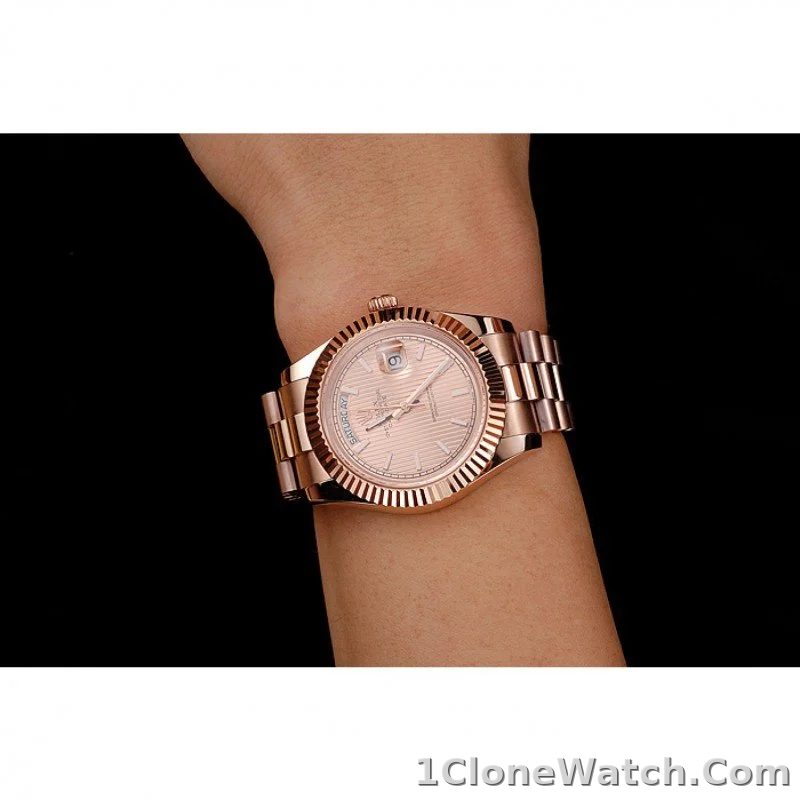 Superclone Rolex Day-Date 40mm Rose-Gold Dial REP016823 - detail