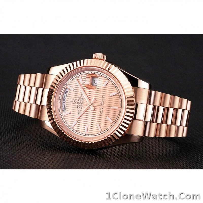 Superclone Rolex Day-Date 40mm Rose-Gold Dial REP016823 - detail