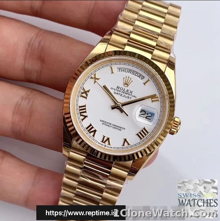 ROLEX DAY DATE WHITE DIAL SAPPHIRE CRYSTAL 36MM SWISS REPLICA m128238.2 - detail