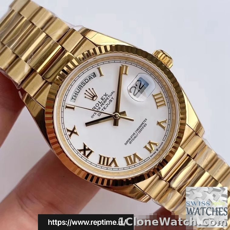 ROLEX DAY DATE WHITE DIAL SAPPHIRE CRYSTAL 36MM SWISS REPLICA m128238.2 - detail