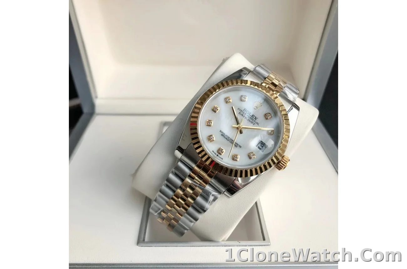 Couple Watches Rolex Datejust 36/28mm RG/SS Jub White/Dial - detail