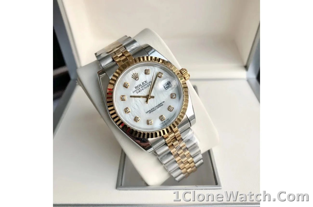 Couple Watches Rolex Datejust 36/28mm RG/SS Jub White/Dial - detail