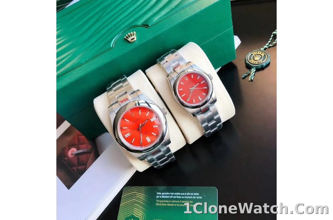 Couple Watches Rolex Oyster Perpetual 31/41mm SS/SS Red/Stk