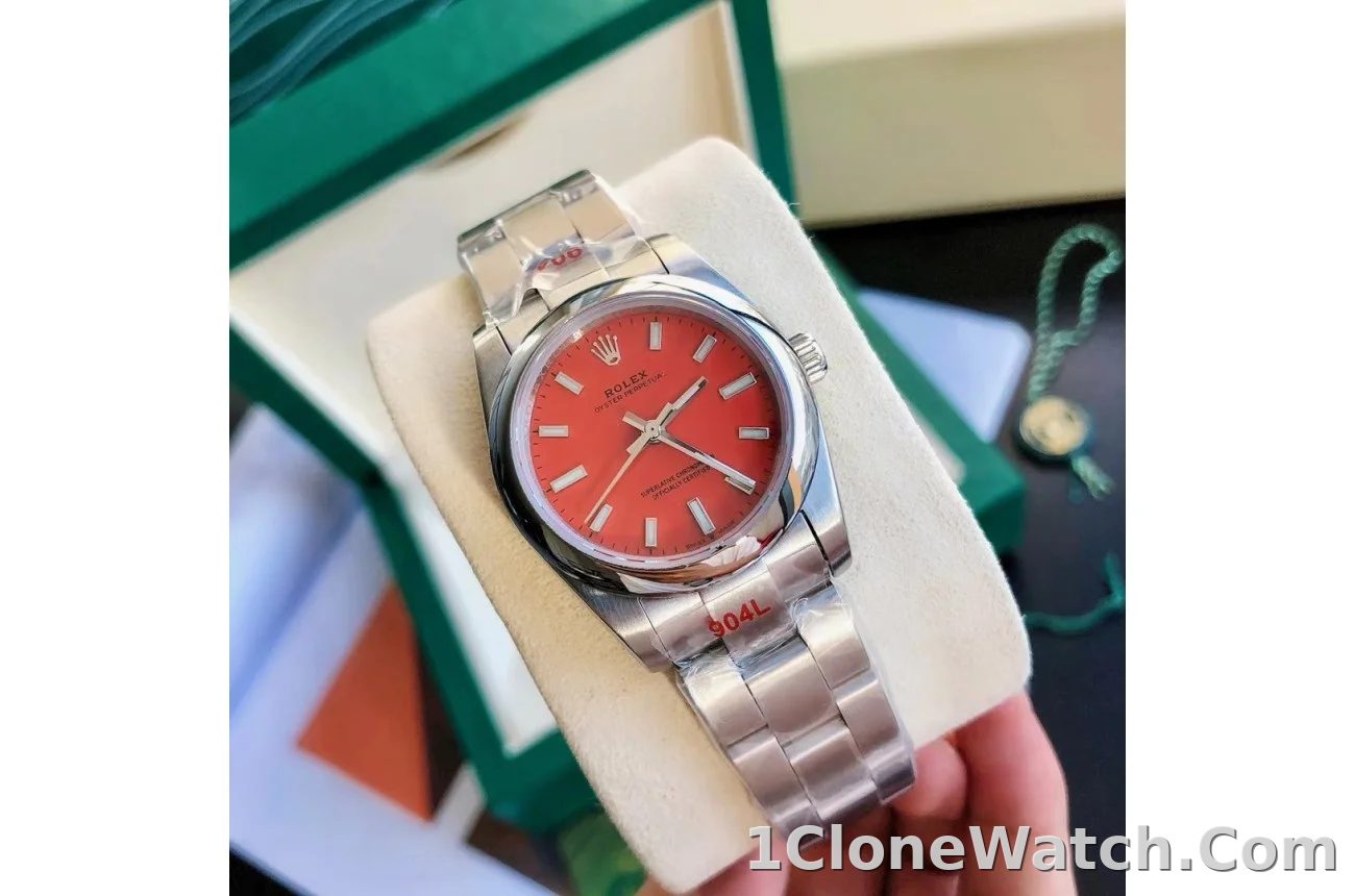 Couple Watches Rolex Oyster Perpetual 31/41mm SS/SS Red/Stk - detail