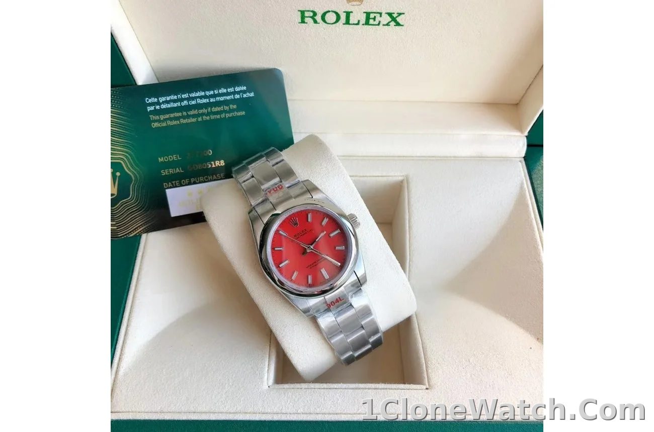 Couple Watches Rolex Oyster Perpetual 31/41mm SS/SS Red/Stk - detail