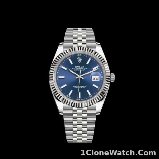 Rolex Datejust 41 White Gold/Steel Blue Dial Fluted Bezel 126334 (Jubilee) - detail