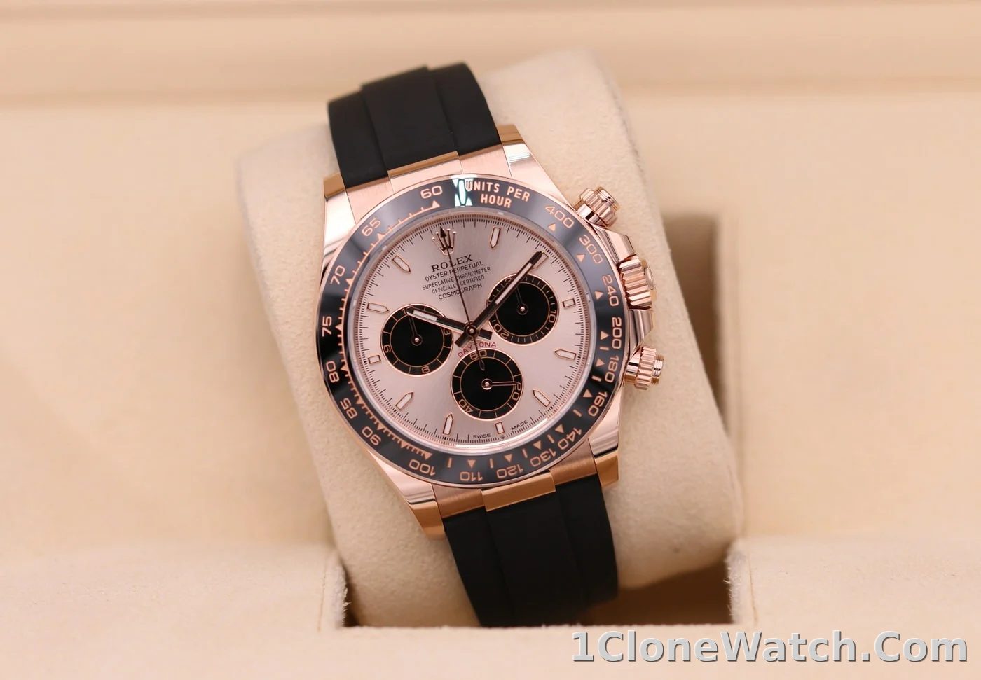 Superclone Rolex Daytona 40 mm Sundust Dial in Everose Gold 126515LN - detail